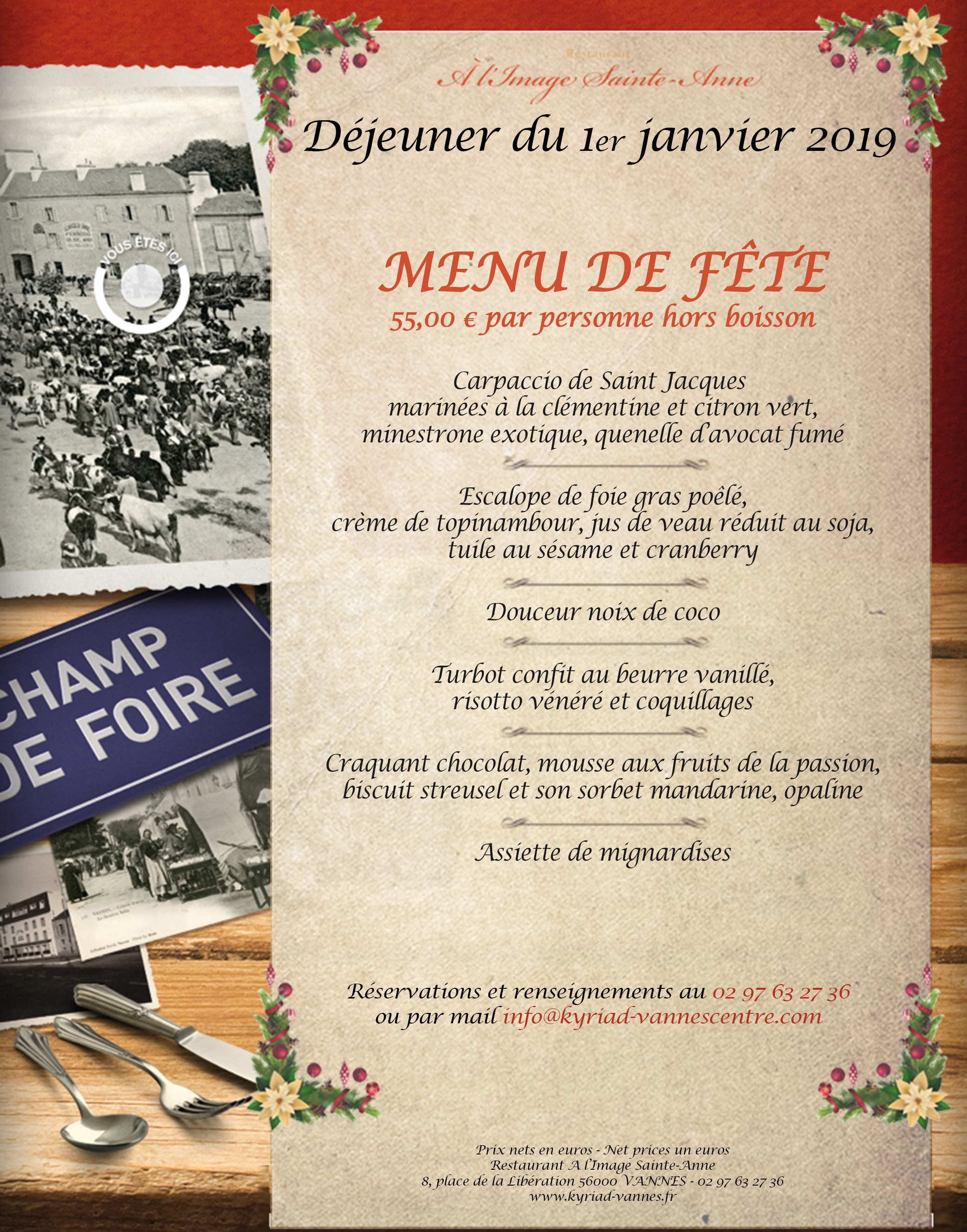 DÉJEUNER DU 1er JANVIER Restaurant Vannes Hotel Kyriad Vannes
